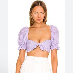 For love and lemons Chelsea puff sleeve polka dot crop top